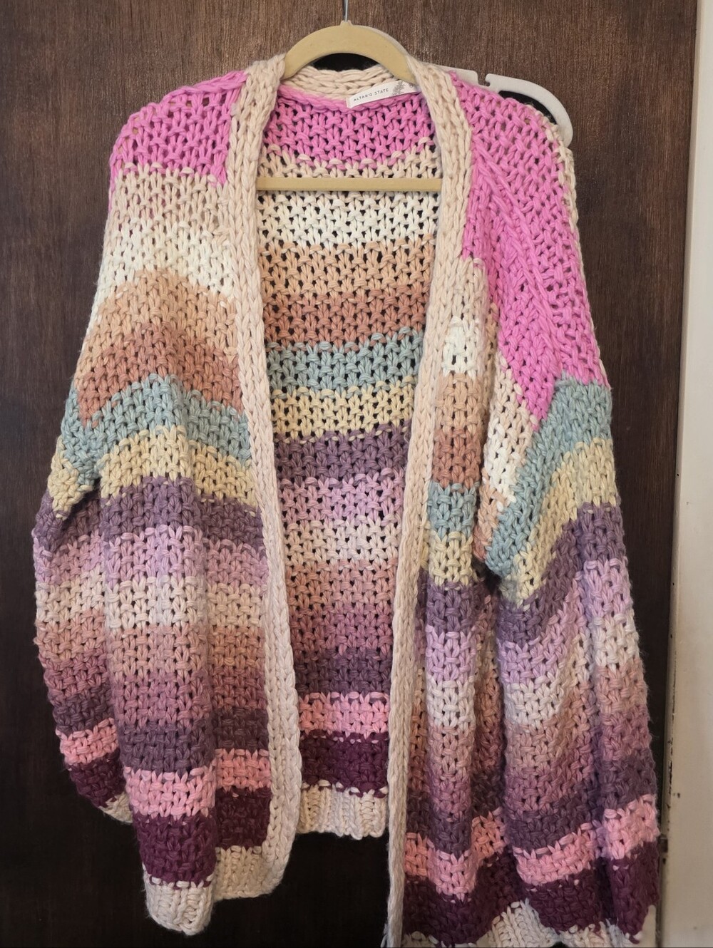 Altar’d State Rainbow Crochet Cardigan